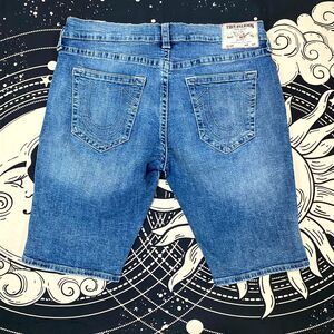 True Religion Rocco Bermuda Shorts Men's 36 Blue Cotton Denim Skinny Relaxed Fit